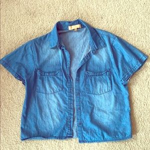 Denim short sleeve crop top